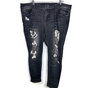 Judy Blue Womens Boyfriend Jeans Size 20W Distressed Bleach Splatter Stretch